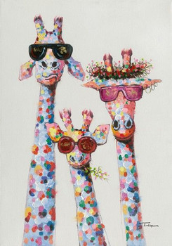  Handmade Modern Textured Cartoon Painting Animal Giraffe Oil Painting On Only Canvas