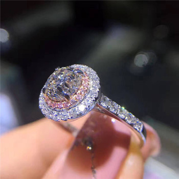 CC S925 Silver Wedding Rings For Women Charms Queen Princess Ring Round Pink Stone Bridal Engagement Jewelry Drop Shipping CC593