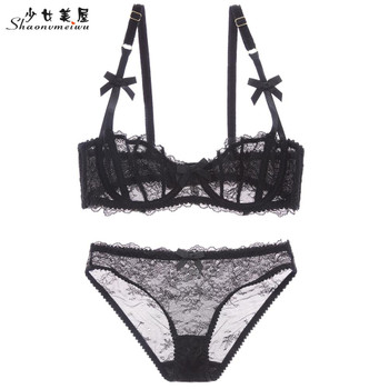  Shaonvmeiwu Autumn and winter new women sexy lace contracted ultra-thin half a cup of transparent underwear bra bra not sponge