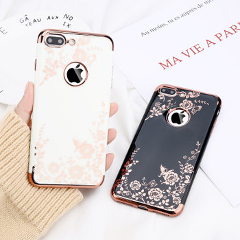 Moskado Plating Rose Gold Phone Case For iphone X 7 6 6S Plus XR XS Max Case Soft TPU Back Cover Black White Luxury Flower Sheel