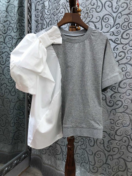 Summer 2019 new women's round collar irregularly tied sleeve shoulder butterfly loose jacket 507