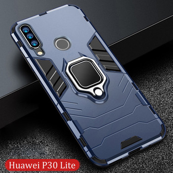 For Huawei P30 lite Case Armor PC Cover Soft TPU Rim Finger Ring Holder Phone Case For Huawei P 30 Lite Cover Shockproof Bumper