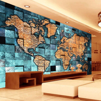  Customized size European Style 3D World Map Photo Mural Wallpaper for Living Room Study Room Abstract Art Decor Wallpaper