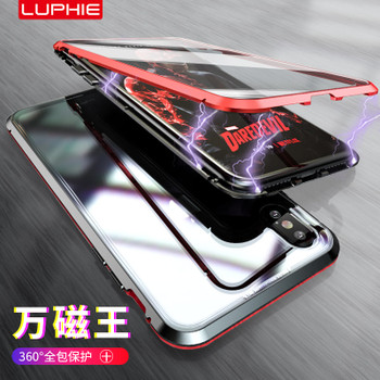 Magnetic Case for iPhone XR XS MAX X 8 Plus 7 + Metal Tempered Glass Back Magnet Cases Cover For Samsung Galaxy S10 S9 S8 Case