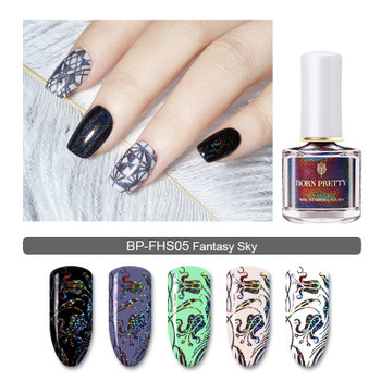 BORN PRETTY Holographic Nail Stamping Polish 6ml Holo Image Transfer Varnish Silver Laser Manicure Nail Art Varnish for Plate