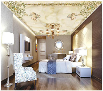 Custom 3d wallpaper 3d ceiling murals wallpaper European angel frescoes on the ceiling suspended ceiling bedroom wall decor