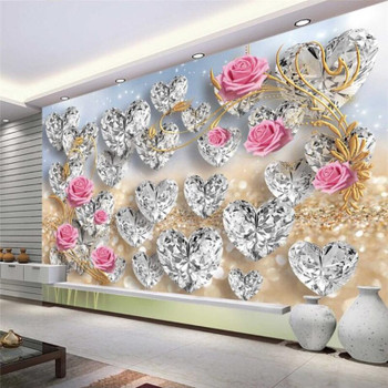 beibehang Wallpaper Mural Custom Living Room Bedroom Luxury Premier Rose Diamond 3D Mural TV Background Wall Home Decor