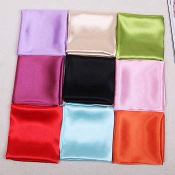 New Solid Silk Scarf Women Square Hair Tie Band Lady Elegant Small Vintage Skinny Scarf Winter Head Neck Satin Scarf 58*58cm