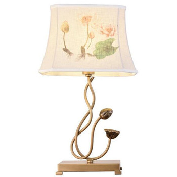 Classical Vintage Chinese Art Iron Lotus Flowers Cloth Led E14 Table Lamp for Living Room Bedroom Bar Tea House Deco H 52cm 1661