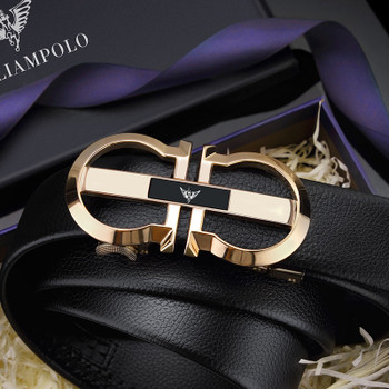Williampolo 2019 Luxury Brand Designer Leather Mens Genuine Leather Strap Automatic Buckle Waist Belt Gold Belt PL18335-36P-SMT