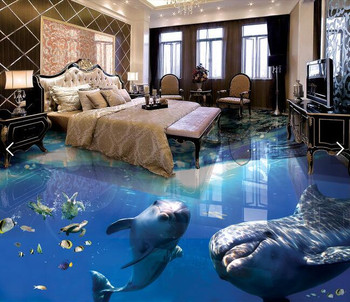 3 d pvc flooring custom waterproof picture 3d underwater world dolphins 3d bathroom flooring photo 3d wall murals wallpaper