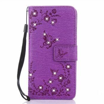 Butterfly Bling Diamond PU Leather Flip Cover For Samsung Galaxy S8 Plus S7 S6 Edge S5 J3 J5 J7 2016 A3 A5 A7 2017 J2 Prime case 1 2