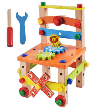DIY Wooden Disassembly Chair Tool Assembly Of Nuts Chair Children's Puzzle Toys Wooden Block Toys Gift for Children 2 Models