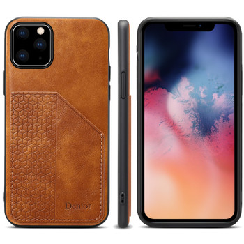 Card Holder Phone Case for Apple iPhone 11 Pro Max Luxury Leather Cover Fitted Silicone Frame Anti-knock Business