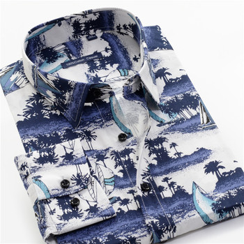 4-color Men's Printed Shirt 2019 New 100% Cotton Casual Hawaiian Long Sleeve Loose Shirts Male Brand Plus Size 7XL 8XL 9XL 10XL