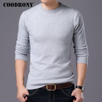 COODRONY Sweater Men Autumn Winter Warm Mens Knitted Wool Sweaters Solid Color Casual O-Neck Pull Homme Cotton Pullover Men 7209