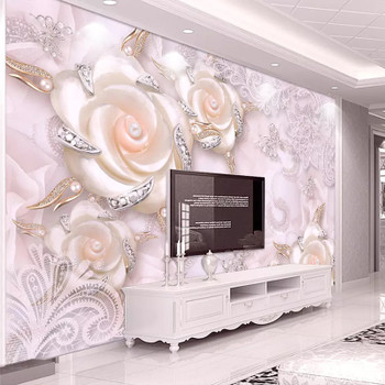 Custom Photo Wallpaper For Walls 3D Pink Flower Jewelry Pearl Wall Mural Living Room Bedroom TV Backdrop Wall Papers Home Decor