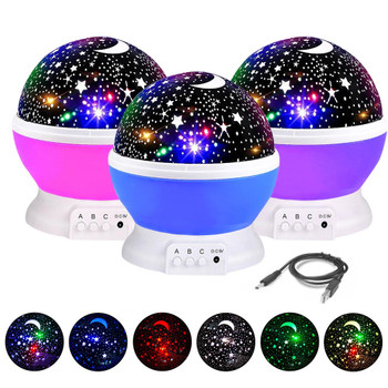 BRELONG 3 Colors LED Rotating Projector Starry Sky Night Lamp Romantic Projection Light Moon Sky Romantic Night Light Novelty