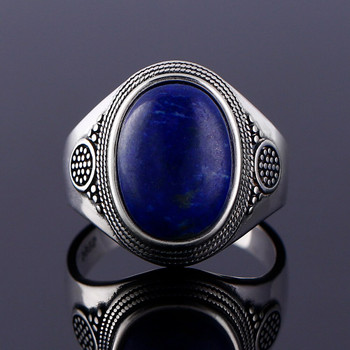 Charm Noble 100% 925 Silver Ring 10x14MM Lapis Lazuli Wedding Ring Girl Female Party Anniversary Birthday Gift