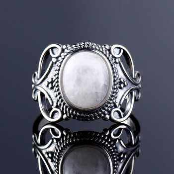 Nasiya New Vintage Ethnic Rings For Men Women Sterling 925 Silver Fine Natural Moonstone Jewelry Wholesale Dropshipping Gift