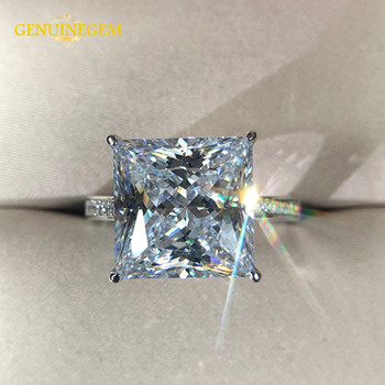 Jewepisode Real Silver 925 Jewelry 12MM Square Created Moissanite Wedding Engagement Rings For Women Party Valentines Ring Gifts 