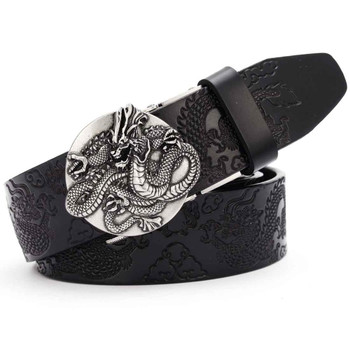 Men's Real Leather Ratchet Dress Belt with Automatic BuckleFashion Leather Belts with Removable Automatic Alloy Buckle