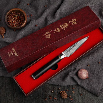 HEZHEN 3.5'' Paring Kitchen Knives Japanese VG10 Damascus Steel High Quality Slicing Peeler Fruit Vegetable Knife Ebony Handle