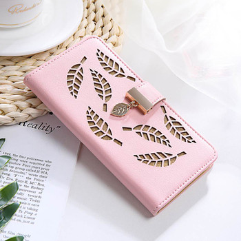 Hollow Leaf Pattern Leather Flip Case For Xiaomi A2 A1 5X 6X A3 Lite Redmi 6 7A K20 Note 4X 5 6 7 8 Pro Wallet Cover Fundas Capa