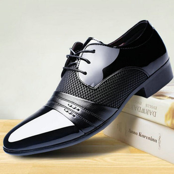 New Fashion Man Casual Party Shoes Men's Lace-Up Oxfords Dress Shoes Mens PU Leather Business Office Wedding Shoes LD-98
