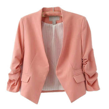 New Arrival Spring Autumn Fashion Brand Blazer Women Candy Color Ladies Coat Slim Solid Puff Sleeve Blazers Basic Jackets
