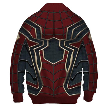 Iron Spider Hoodie Spiderman Cosplay Print Sweatshirt Jacket Halloween Hoodie Unisex Baseball Uniform Tops Cardigan Fall Clothes 