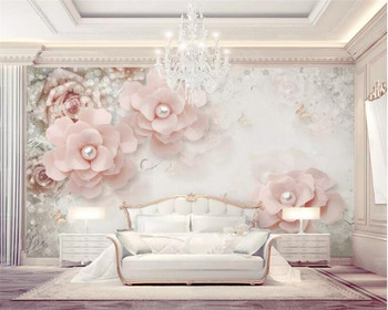 beibehang Custom 3d mural wallpaper European pearl flower butterfly 3d TV Bedside table background wall wall papers home decor