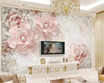 beibehang Custom 3d mural wallpaper European pearl flower butterfly 3d TV Bedside table background wall wall papers home decor