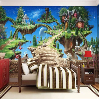 Photo Wallpaper 3D Stereo Cartoon Fairy Tale Castle Mural Kid's Bedroom Living Room Amusement Park Backdrop Wall Painting Fresco