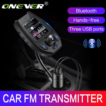 Onever 5V 4.2A FM Transmitter Car Bluetooth Handsfree Modulator QC 3.0 Three USB Ports Charger MP3 Player 12V-24V Car Kit Fit TF
