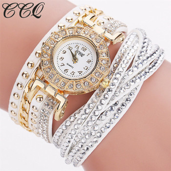 CCQ Brand Women Crystal Rhinestone Bracelet Watch Luxury Fashion Ladies Quartz Wristwatches Relogio Feminino