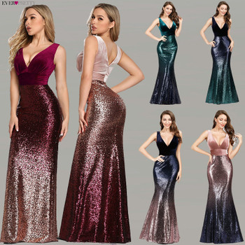 Robe De Soiree Ever Pretty EZ07767 New Sexy V-neck Sleeveless Mermaid Burgundy Long Evening Dresses Elegant Abendkleider 2020