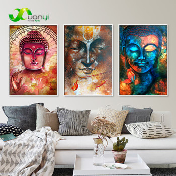 3 Pcs Large Buddha Canvas Wall Art Painting Buddha Picture Canvas Painting Home Decor Abstract Poster For Living Room Unframed