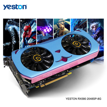 Yeston Radeon RX 580 GPU 8GB GDDR5 256 bit Gaming Desktop computer PC Video Graphics Cards support DVI/ HDMI PCI-E X16 3.0