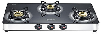 Prestige Royale Plus Glass Top 4 Burner Gas Stove, Manual Ignition, Black