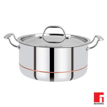 Bergner Argent 5CX 5 Ply Stainless Steel Casserole with Stainless Steel Lid 24 cm 5.3 Liters Sliver