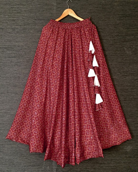 Designer Heavy Cotton Fabric Red Skirt Super Quality Digital Print