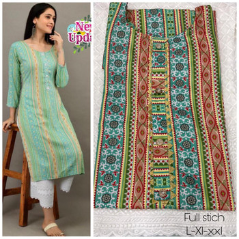 New Designer work Top Palazzo Hot and Latest Palazzo Kurtis-Light Green-(Size-L)