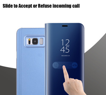 Leanonus Smart Case For Samsung Note 8 Note5 S8 S8+ Plus Flip Mirror Smart Chip Cases Stand Phone Bag Cover For Samsung Note8 5