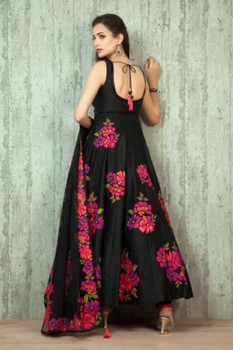 Presenting New Wedding Wear Black Gown with Fancy Border Dupatta