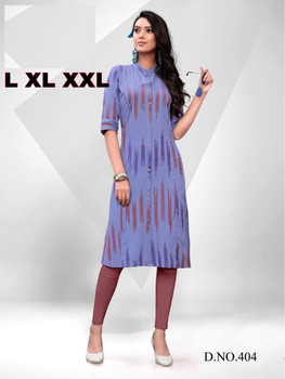 New 2021 Original ikat print fabric Hit Design Handloom Cotton Dress (Blue-Color) Size-XXL 