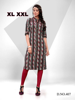 New 2021 Original ikat print fabric Hit Design Handloom Cotton Dress (Black-Color) Size-XXL