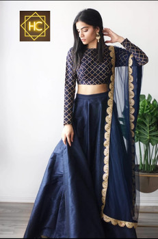 New 2021 Presenting Beautiful Full Stitched Silk Lehenga With Embroidery Work Stitched Blouse With Dupatta Choli (Blue)