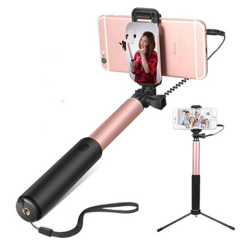 Extendable Handheld Monopod Selfie Stick with Rear Mirror Mini Tripod Self-portrait for iPhone 5 6s plus Samsung S6 S7 S8 XIAOMI