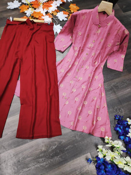 New 2021 Presents Rajwadi Rayon Top-palazzo-Pink (Size-L-40)